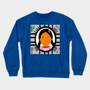 Native American Artwork Illustration on Blue Background Crewneck Sweatshirt